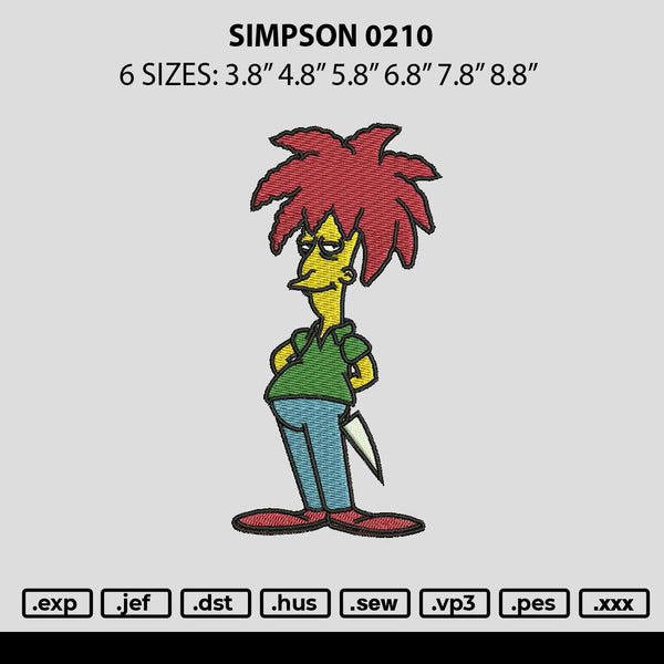 Simpson 0210 Embroidery File 6 sizes