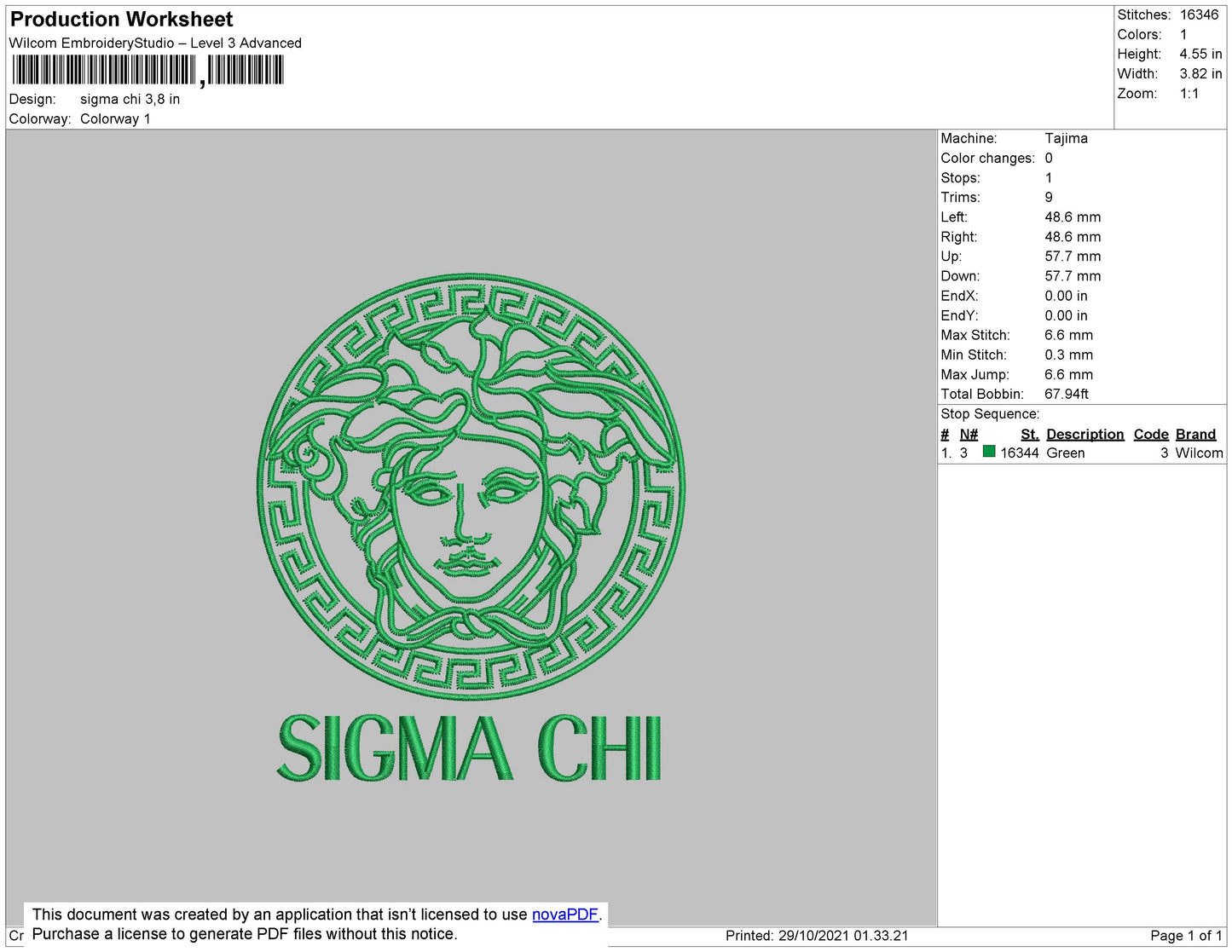 Sigma Chi Embroidery File 4 size