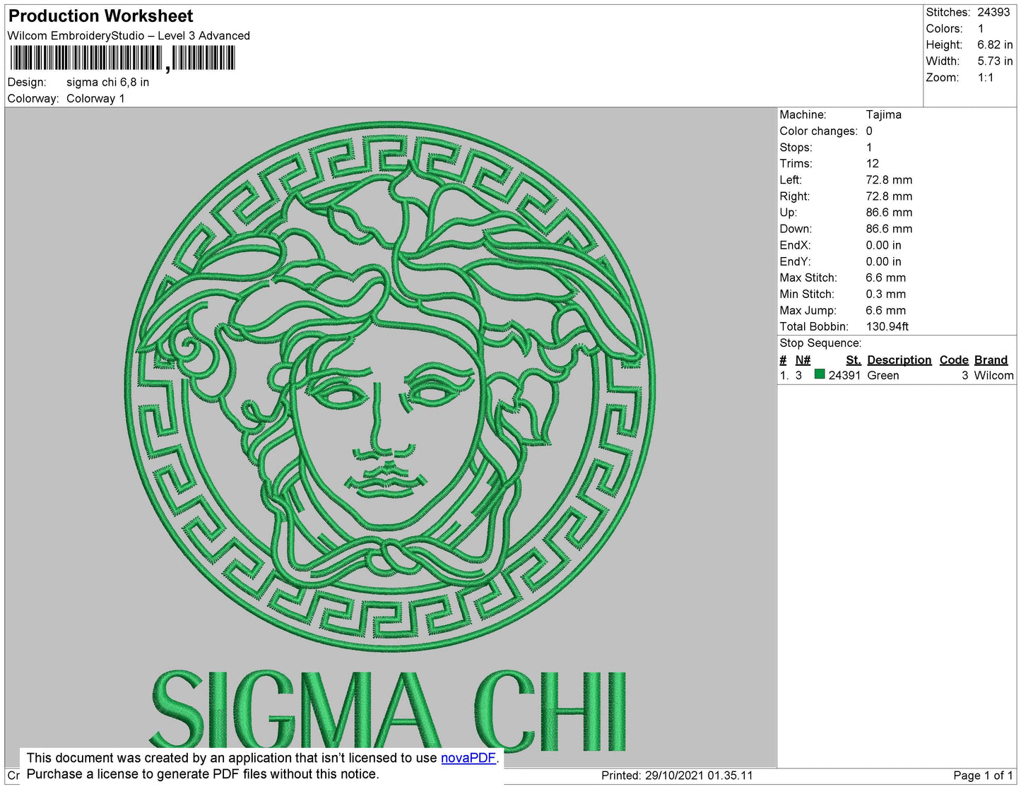 Sigma Chi Embroidery File 4 size
