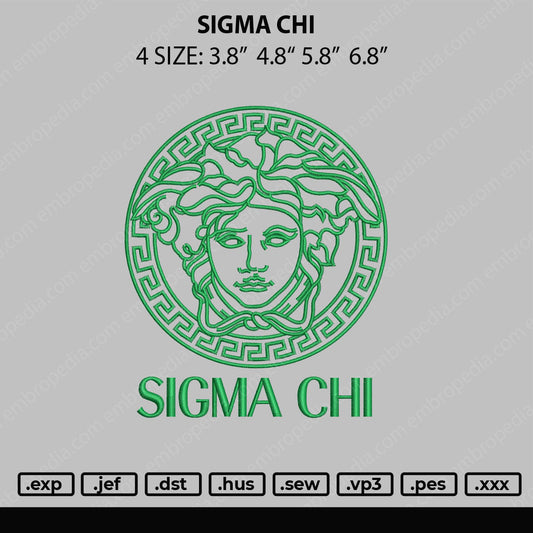 Sigma Chi Embroidery File 4 size
