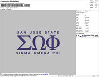Sigma Omega Phi Embroidery File 4 size
