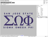 Sigma Omega Phi Embroidery File 4 size