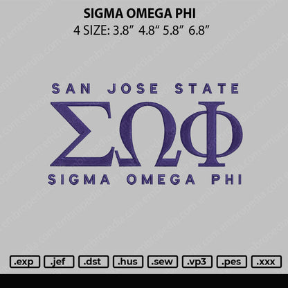 Sigma Omega Phi Embroidery File 4 size
