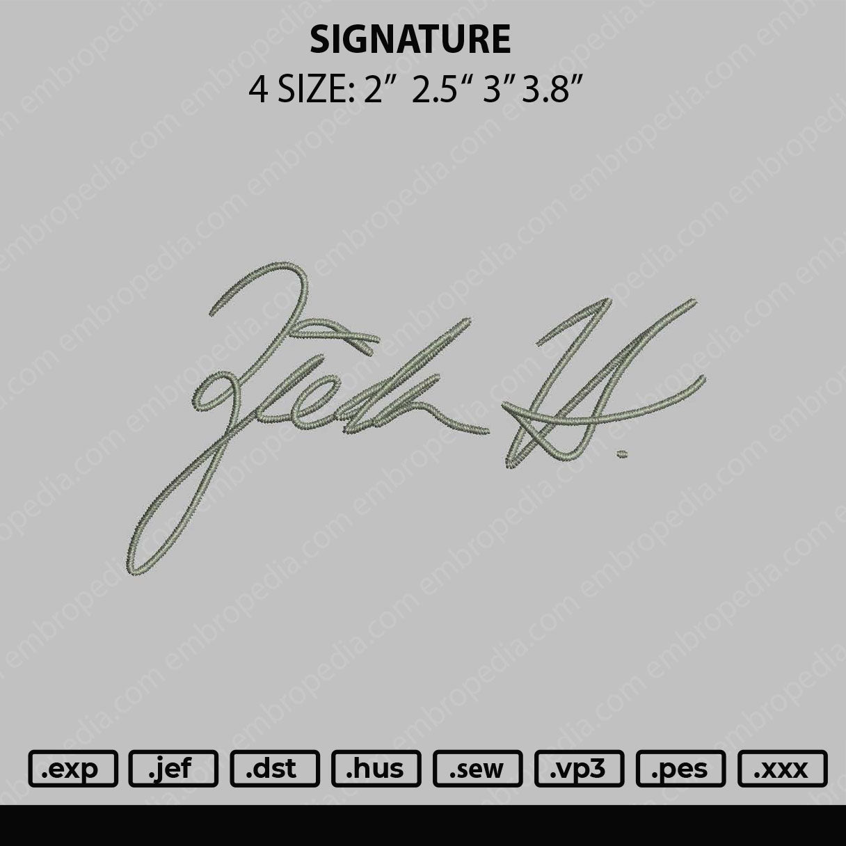 Signature Embroidery File 4 size