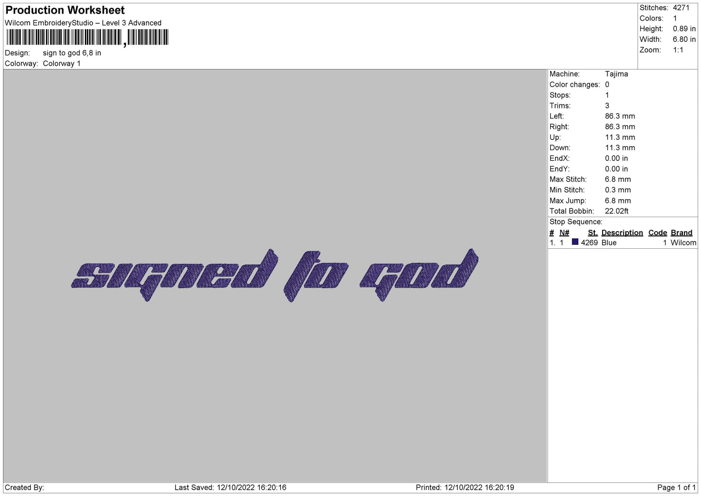 Sign To God Embroidery File 6 sizes