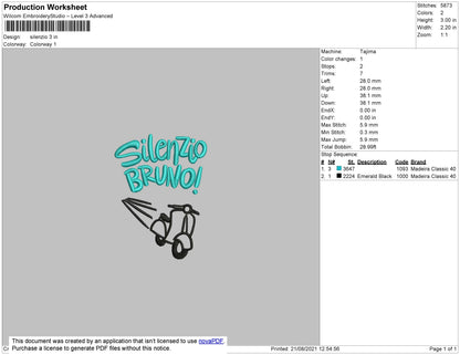 Silenzio Embroidery File 4 size