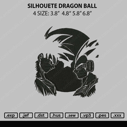 Silhouette Dragon Ball Embroidery File 4 sizes