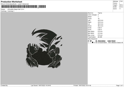 Silhouette Dragon Ball Embroidery File 4 sizes