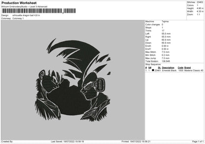 Silhouette Dragon Ball Embroidery File 4 sizes
