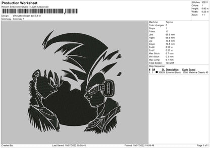 Silhouette Dragon Ball Embroidery File 4 sizes