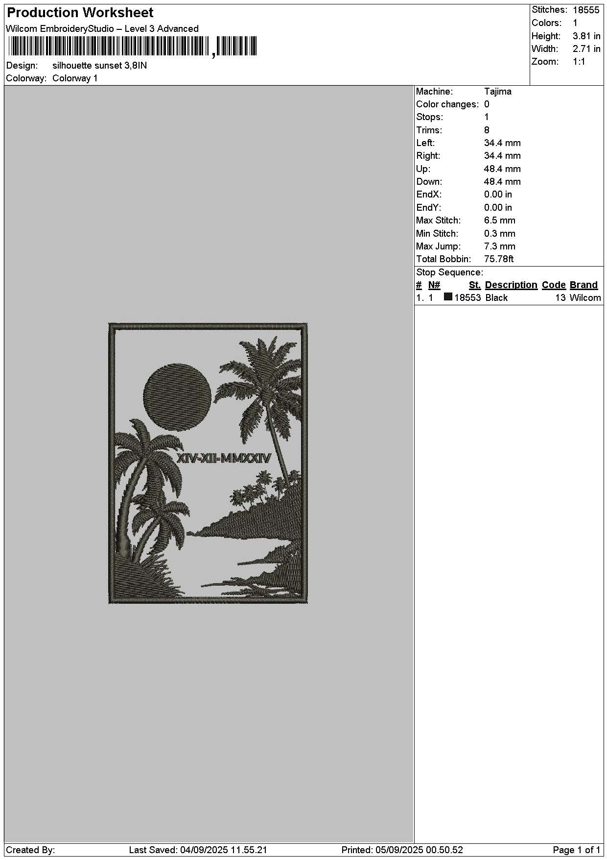 Silhouette 0409 Embroidery File 6 sizes