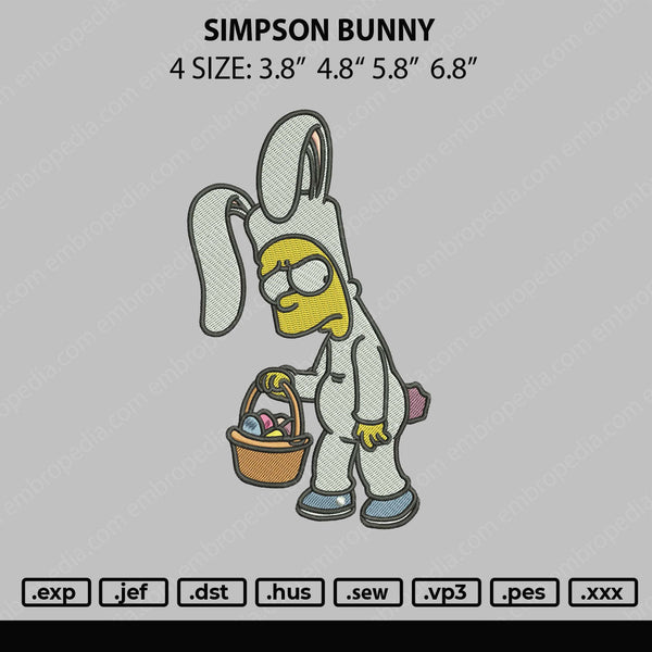 Simpson Bunny Embroidery File 4 size
