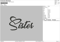 Sister Text Embroidery File 6 sizes