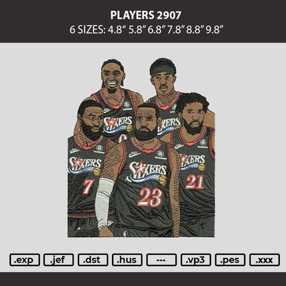 Players 2907b Embroidery Machine Design File 6 sizes