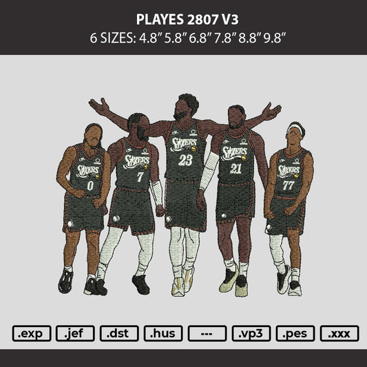 Players 2807 V3 Embroidery File 6 sizes