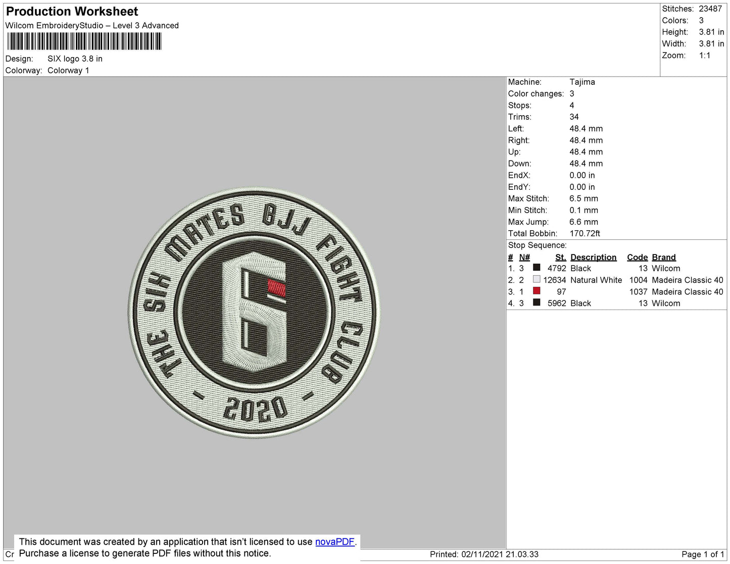 Six Logo Embroidery File 4 size