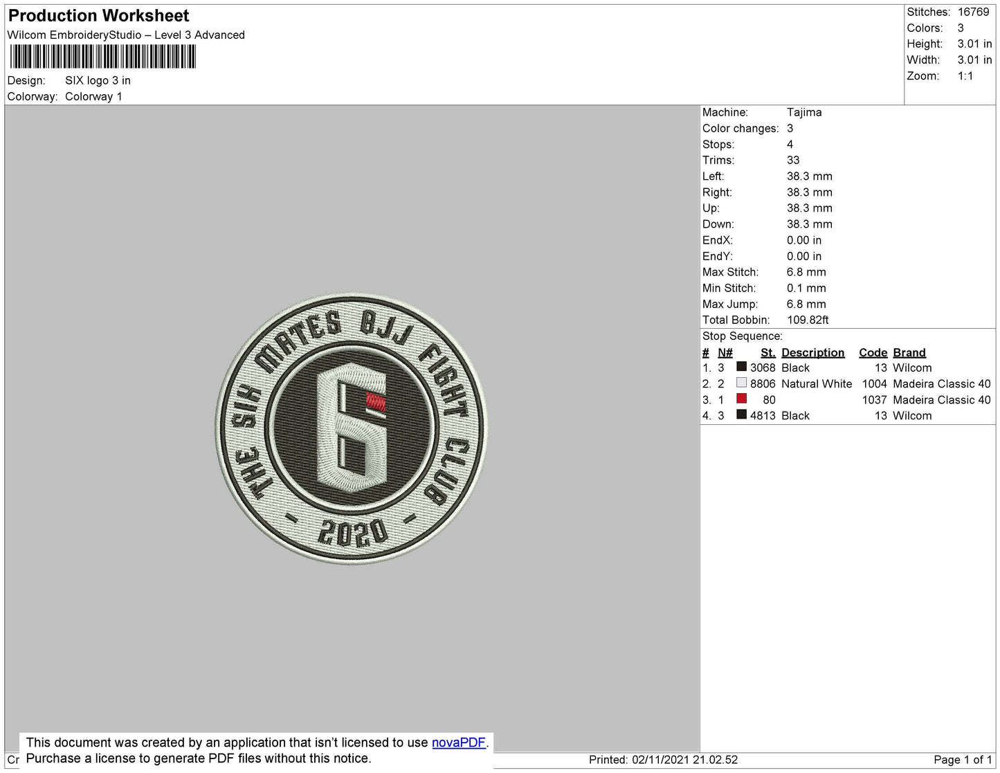 Six Logo Embroidery File 4 size