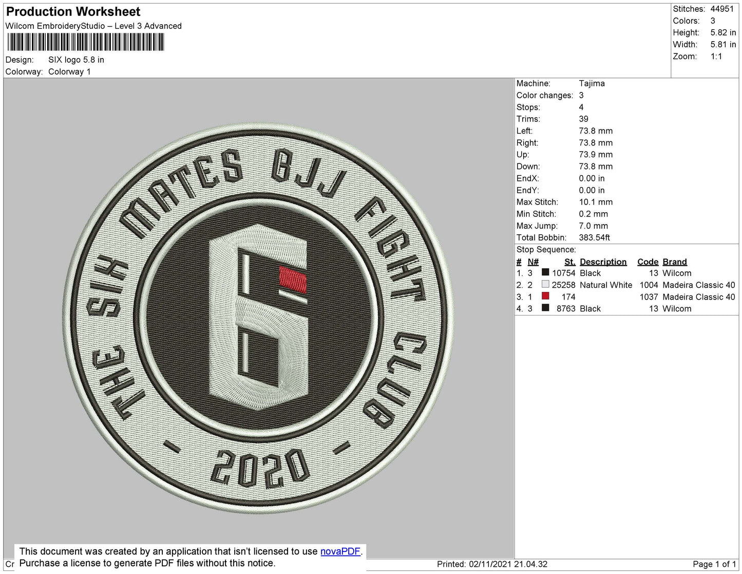 Six Logo Embroidery File 4 size