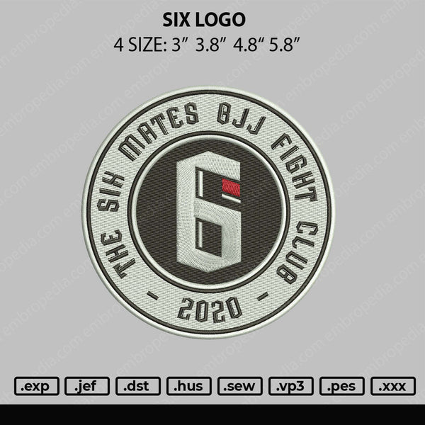 Six Logo Embroidery File 4 size