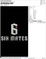 Six Mates Embroidery File 4 size