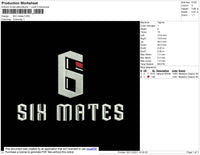 Six Mates Embroidery File 4 size
