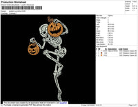Skeleton Pumpkin Embroidery File 4 size