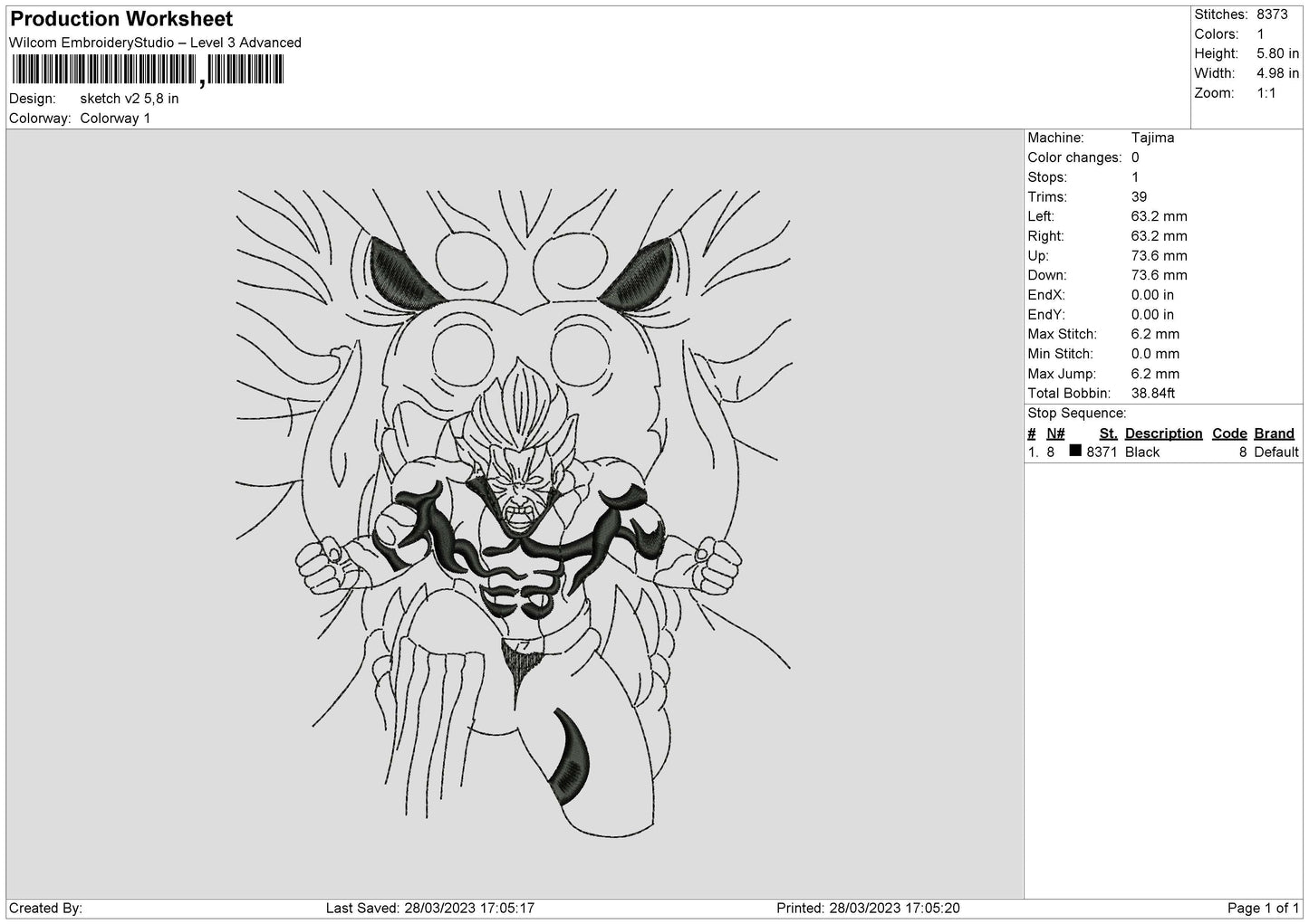 Sketch V2 Embroidery File 6 sizes