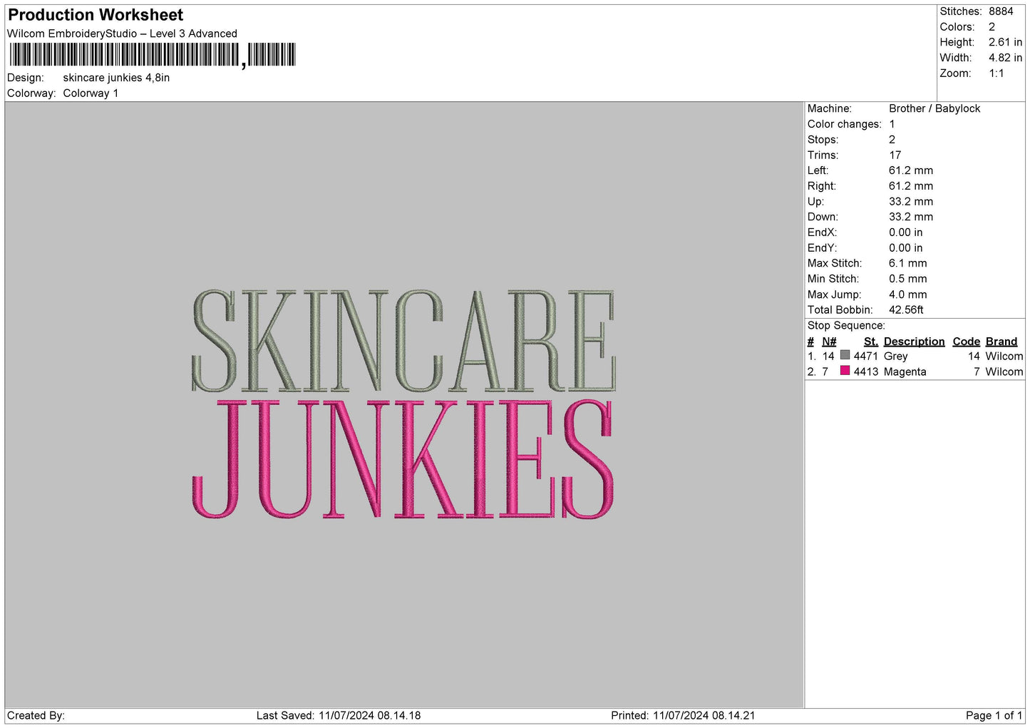 Skincaretext Embroidery File 6 sizes