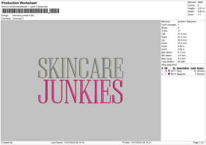 Skincaretext Embroidery File 6 sizes