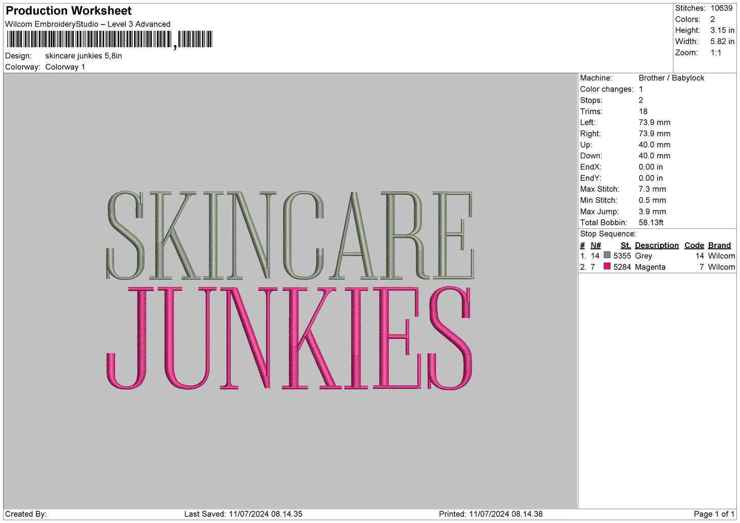 Skincaretext Embroidery File 6 sizes