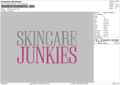 Skincaretext Embroidery File 6 sizes
