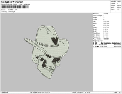 Skull Hat Embroidery File 4 size