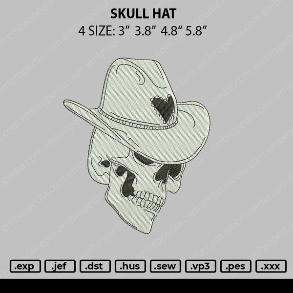 Skull Hat Embroidery File 4 size