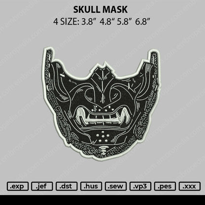 Skull Mask Embroidery File 4 size