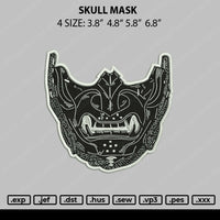 Skull Mask Embroidery File 4 size