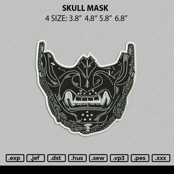 Skull Mask Embroidery File 4 size