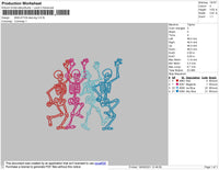 Skeleton Dancing Embroidery File 4 size