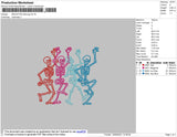 Skeleton Dancing Embroidery File 4 size