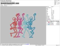 Skeleton Dancing Embroidery File 4 size