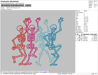 Skeleton Dancing Embroidery File 4 size