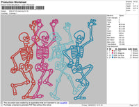 Skeleton Dancing Embroidery File 4 size