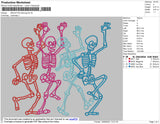 Skeleton Dancing Embroidery File 4 size