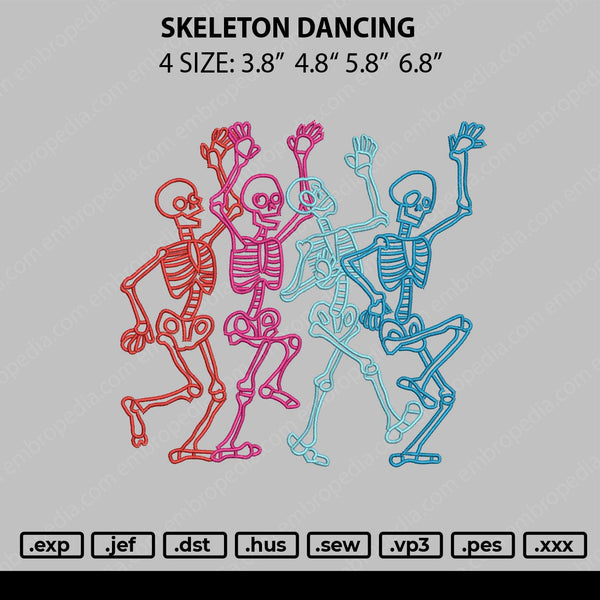 Skeleton Dancing Embroidery File 4 size