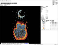 Skeleton Night Embroidery File 4 size