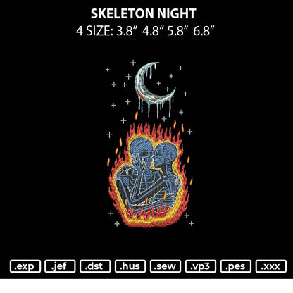 Skeleton Night Embroidery File 4 size