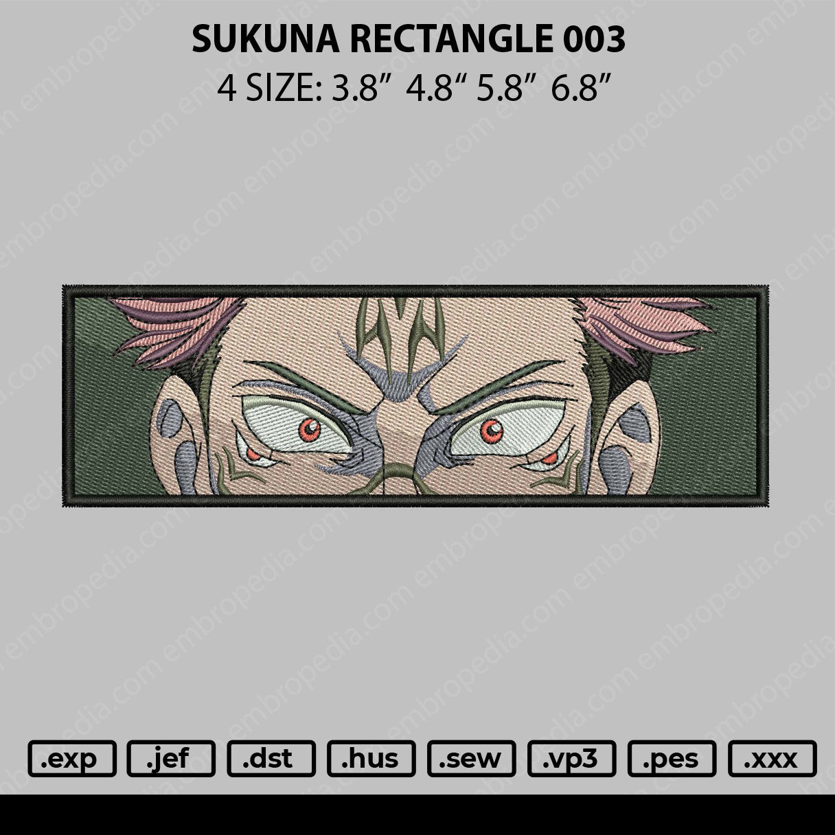 Sukuna Rectangle Embroidery File 4 size