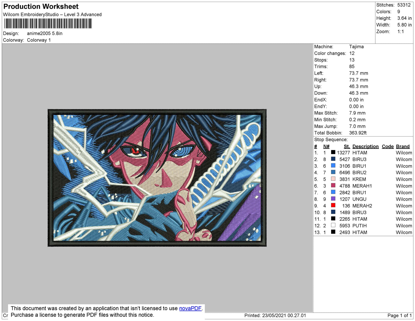 Sasuke Light Rectangle Embroidery File 4 size