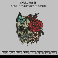 Skull Roses Embroidery File 6 sizes