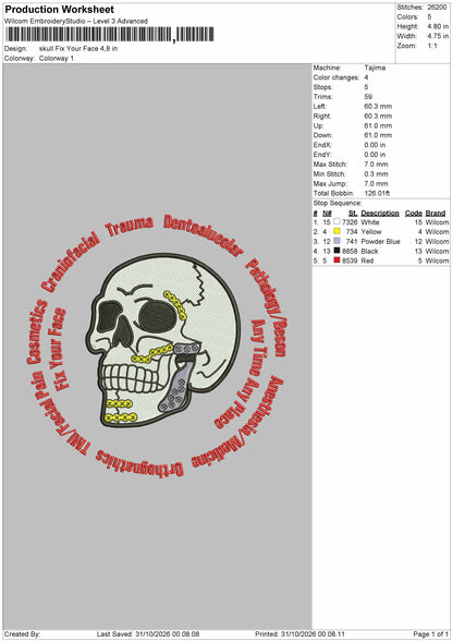 Skull Circle 3110 Embroidery Machine Design File 6 sizes