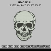 Head Skull Embroidery File 6 sizes